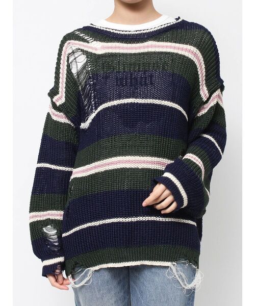 jouetie（ジュエティ）の「マルチスリーブクラッシュボーダーニット