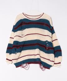 jouetie | マルチスリーブクラッシュボーダーニット(ニット/セーター)