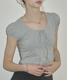 GIUNON | puff sleeve ribbon T / パフスリーブリボンTシャツ(Tシャツ/カットソー)
