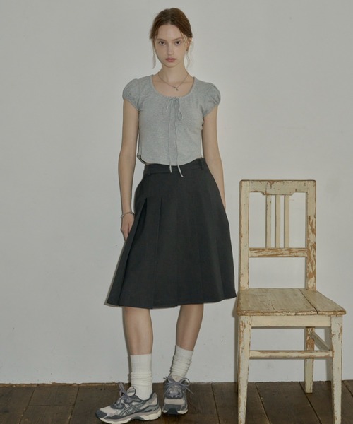 GIUNON（ジウノン）の「puff sleeve ribbon T / パフスリーブリボンTシャツ（Tシャツ/カットソー・レディース・ブラック/レッド/グレー・FREE）」の12枚目の写真