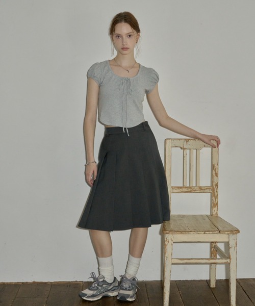 GIUNON（ジウノン）の「puff sleeve ribbon T / パフスリーブリボンTシャツ（Tシャツ/カットソー・レディース・ブラック/レッド/グレー・FREE）」の13枚目の写真