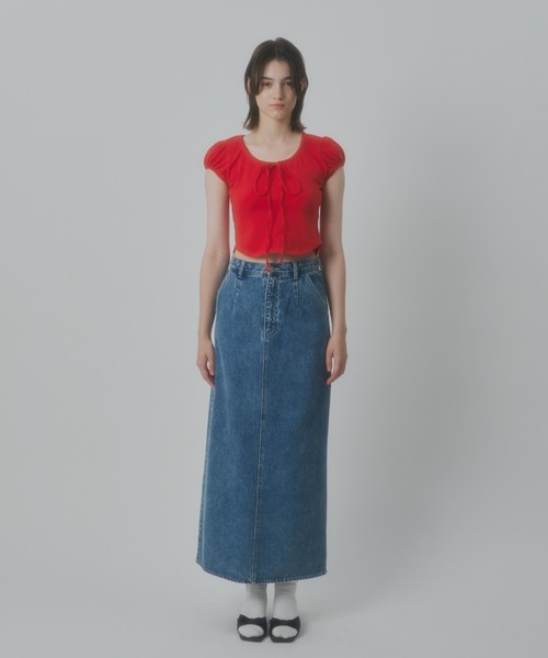 GIUNON（ジウノン）の「puff sleeve ribbon T / パフスリーブリボンTシャツ（Tシャツ/カットソー・レディース・ブラック/レッド/グレー・FREE）」の22枚目の写真