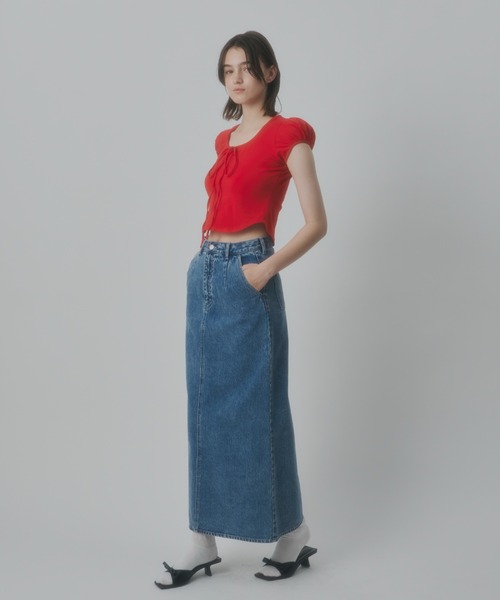 GIUNON（ジウノン）の「puff sleeve ribbon T / パフスリーブリボンTシャツ（Tシャツ/カットソー・レディース・ブラック/レッド/グレー・FREE）」の20枚目の写真