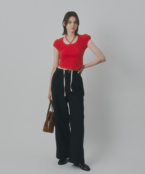 puff sleeve ribbon T / パフスリーブリボンTシャツ（Tシャツ