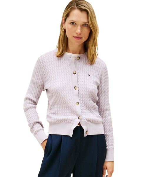 TOMMY HILFIGER（トミーヒルフィガー）の「ケーブルクルーネックカーディガン（ニット/セーター・レディース・ブラック/アイボリー/ネイビー/オレンジ/アイボリー系2/レッド/モスグリーン/ライトパープル/ホワイト/ネイビー系/アイボリー系3・SMALL/X-SMALL/XX-SMALL/MEDIUM）」の9枚目の写真