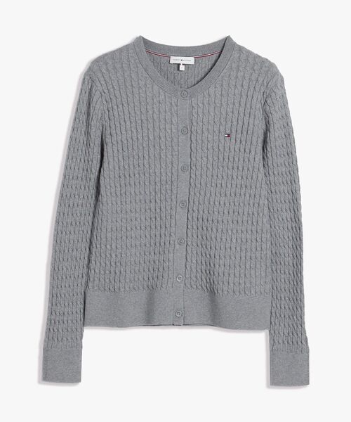 TOMMY HILFIGER(トミーヒルフィガー)の「ケーブルクルーネックカーディガン(ニット/セーター・レディース・ブラック/アイボリー/ネイビー/オレンジ/アイボリー系2/レッド/モスグリーン/ライトパープル/ホワイト/ネイビー系/アイボリー系3/イエロー系その他3/グレー・SMALL/X-SMALL/XX-SMALL/MEDIUM)」の4枚目の写真