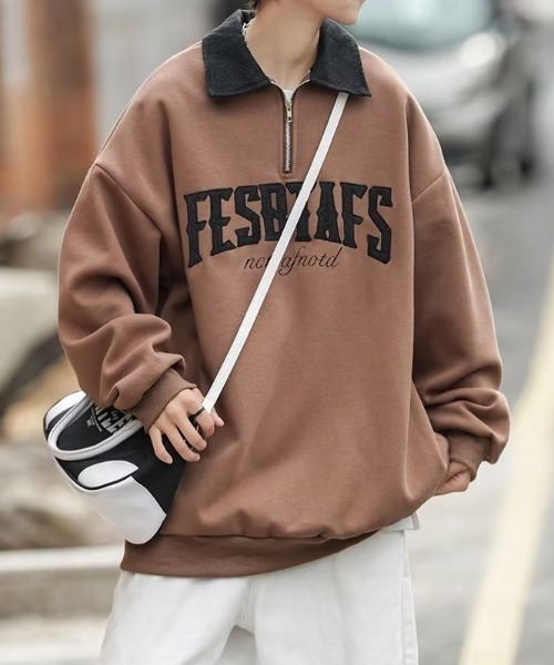 ROOPTOKYO（ループトウキョウ）の「カレッジロゴハーフジップスウェット（スウェット・メンズ・ブラック/ブラウン/アッシュ・L/XL/M）」の3枚目の写真