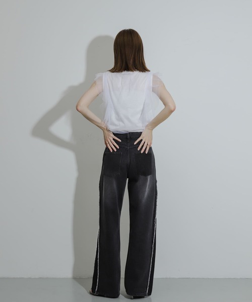 HEYUMM（ヘユム）の「チュールドッキングノースリーブトップ（その他トップス・レディース・オフホワイト/ブラック/ブラウン・ONE）」の10枚目の写真