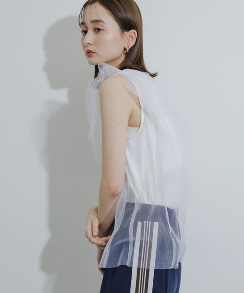 HEYUMM（ヘユム）の「チュールドッキングノースリーブトップ（その他トップス・レディース・オフホワイト/ブラック/ブラウン・ONE）」の13枚目の写真