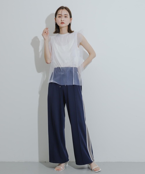 HEYUMM（ヘユム）の「チュールドッキングノースリーブトップ（その他トップス・レディース・オフホワイト/ブラック/ブラウン・ONE）」の15枚目の写真