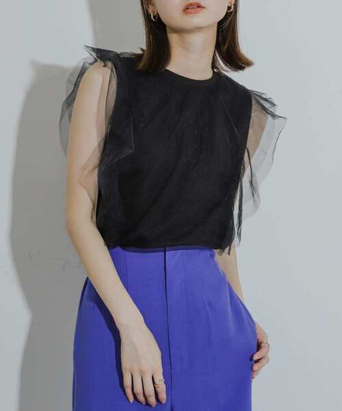 HEYUMM（ヘユム）の「チュールドッキングノースリーブトップ（その他トップス・レディース・オフホワイト/ブラック/ブラウン・ONE）」の17枚目の写真