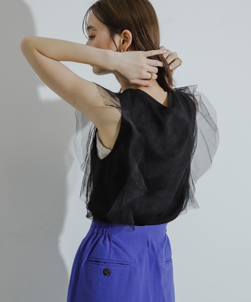 HEYUMM（ヘユム）の「チュールドッキングノースリーブトップ（その他トップス・レディース・オフホワイト/ブラック/ブラウン・ONE）」の18枚目の写真