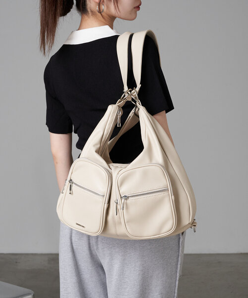 RAY CASSIN(レイカズン)の「【マルチウェイ】レザーポケットビッグショルダーバッグ(ショルダーバッグ・レディース・ブラウン/ブラック/アイボリー・FREE)」の19枚目の写真