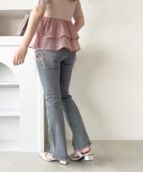 apres jour（アプレジュール）の「サイドリボンレースアップデニム【ZOZOTOWN限定アイテム】（デニムパンツ・レディース・ライトブルー/ブラック・MEDIUM/SMALL/X-LARGE）」の20枚目の写真