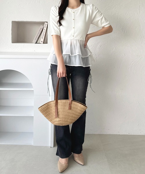 apres jour（アプレジュール）の「サイドリボンレースアップデニム【ZOZOTOWN限定アイテム】（デニムパンツ・レディース・ライトブルー/ブラック・MEDIUM/SMALL/X-LARGE）」の13枚目の写真