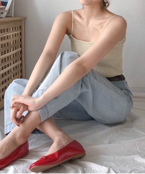 AMELY(エミリー)の「リブキャミソール(キャミソール・レディース・ホワイト/ブラック/ベージュ/ブルー/ピンク・フリー)」の17枚目の写真