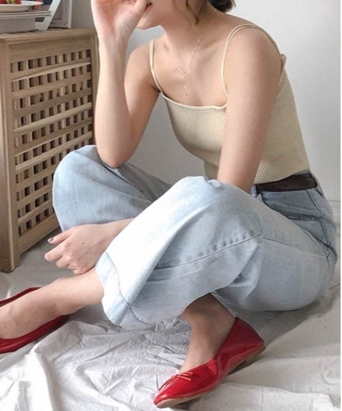 AMELY(エミリー)の「リブキャミソール(キャミソール・レディース・ホワイト/ブラック/ベージュ/ブルー/ピンク・フリー)」の18枚目の写真