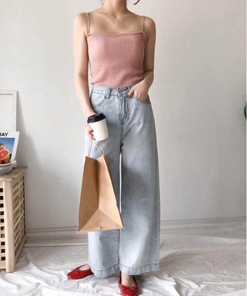 AMELY(エミリー)の「リブキャミソール(キャミソール・レディース・ホワイト/ブラック/ベージュ/ブルー/ピンク・フリー)」の22枚目の写真