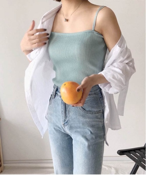 AMELY(エミリー)の「リブキャミソール(キャミソール・レディース・ホワイト/ブラック/ベージュ/ブルー/ピンク・フリー)」の19枚目の写真