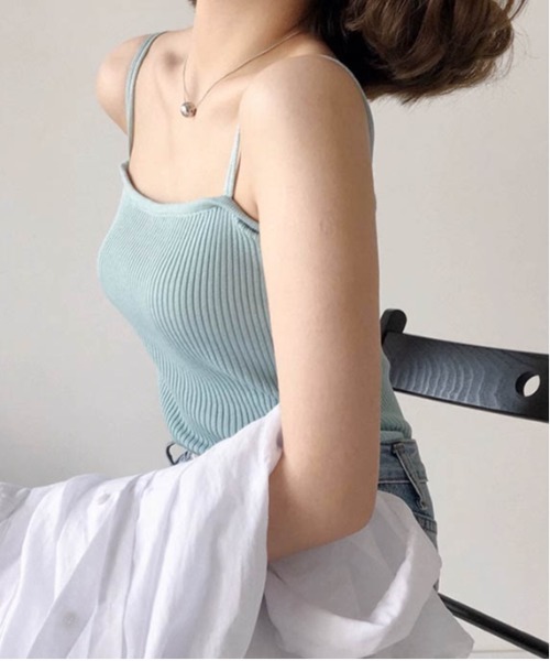 AMELY(エミリー)の「リブキャミソール(キャミソール・レディース・ホワイト/ブラック/ベージュ/ブルー/ピンク・フリー)」の20枚目の写真