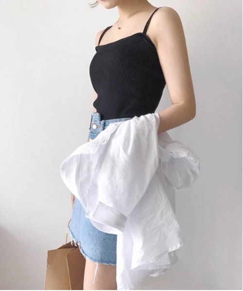 AMELY(エミリー)の「リブキャミソール(キャミソール・レディース・ホワイト/ブラック/ベージュ/ブルー/ピンク・フリー)」の13枚目の写真