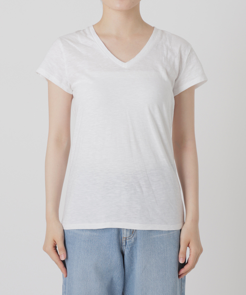 CALUX（キャラクス）の「【CALUX/キャラクス】Vネック Tシャツ（Tシャツ/カットソー・レディース・ブラウン系その他/ホワイト/ベージュ・FREE）」の18枚目の写真