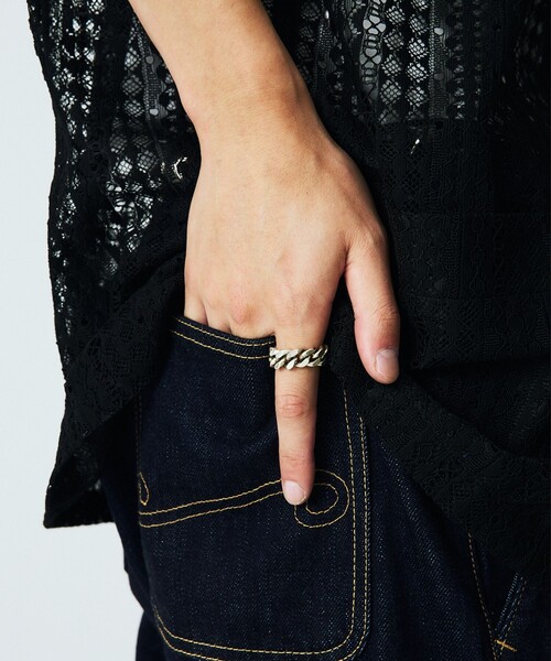 BILL WALL LEATHER(ビルウォールレザー)の「【EXCLUSIVE】R466 - Curb Chain Ring Large(リング・メンズ・その他・US-6h/US-7h/US-8h/US-9h)」の6枚目の写真