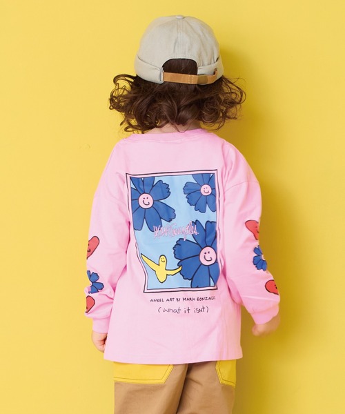 （What it isNt）ART BY MARKGONZALES（ワットイットイズント）の「（What it isNt）ART BY MARKGONZALES 別注ロンT（Tシャツ/カットソー・キッズ・ホワイト/ピンク/チャコール・100/130/120/110/90/80/150/140）」の3枚目の写真