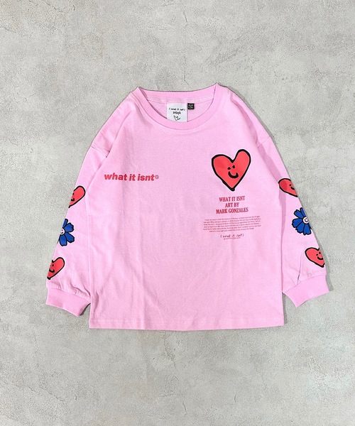 （What it isNt）ART BY MARKGONZALES（ワットイットイズント）の「（What it isNt）ART BY MARKGONZALES 別注ロンT（Tシャツ/カットソー・キッズ・ホワイト/ピンク/チャコール・100/130/120/110/90/80/150/140）」の4枚目の写真
