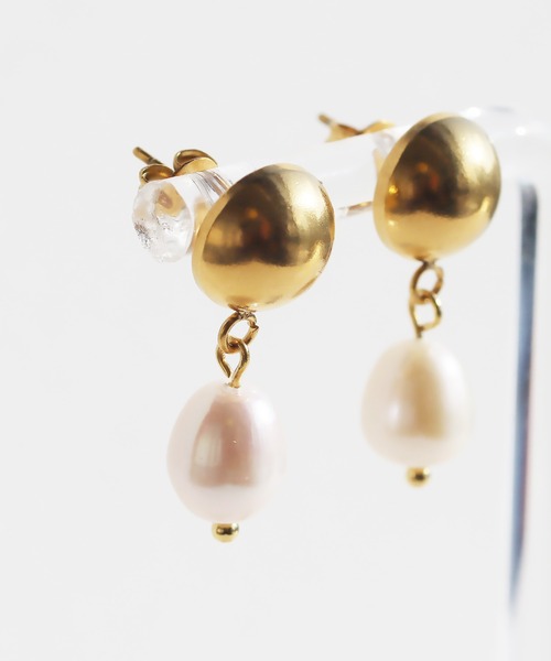 abaskdesign(アバスクデザイン)の「金属アレルギー対応 淡水パールピアス(ピアス(両耳用)・レディース・ゴールド・FREE)」の7枚目の写真