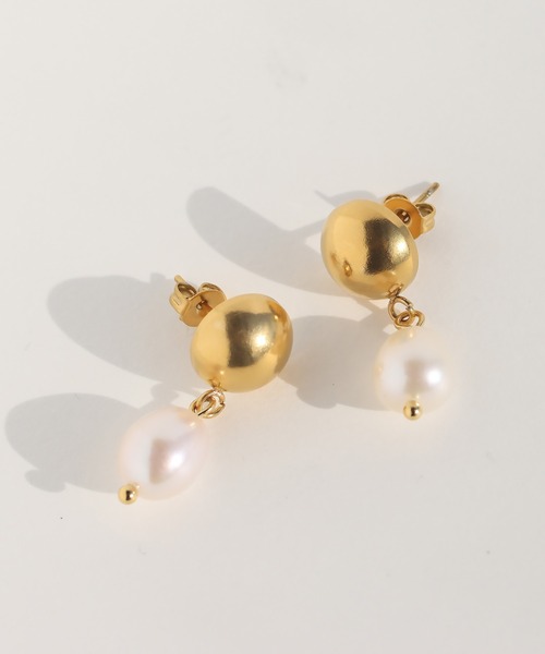 abaskdesign(アバスクデザイン)の「金属アレルギー対応 淡水パールピアス(ピアス(両耳用)・レディース・ゴールド・FREE)」の10枚目の写真