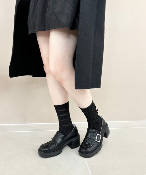 セール】キルティング×スタッズ厚底シューズ 41311（ローファー