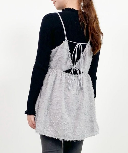 SAISON DE PAPILLON(セゾンドパピヨン)の「フラワーモチーフキャミトップス(キャミソール・レディース・グレー/ブラック・M/L)」の7枚目の写真