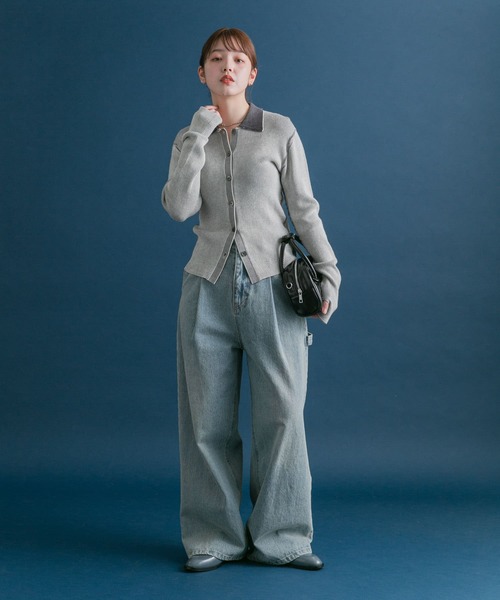 KBF（ケイビーエフ）の「バイカラーポロRIBニット（ニット/セーター・レディース・ブラウン系その他/ホワイト系その他/パープル系その他・ONE）」の16枚目の写真