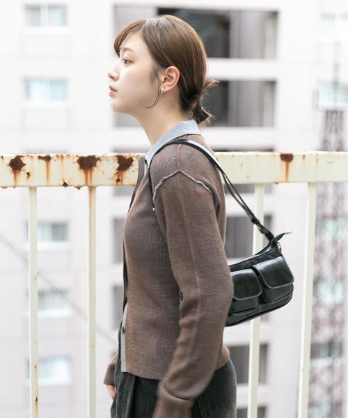 KBF（ケイビーエフ）の「バイカラーポロRIBニット（ニット/セーター・レディース・ブラウン系その他/ホワイト系その他/パープル系その他・ONE）」の8枚目の写真