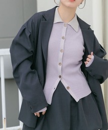 KBF | バイカラーポロRIBニット(ニット/セーター)