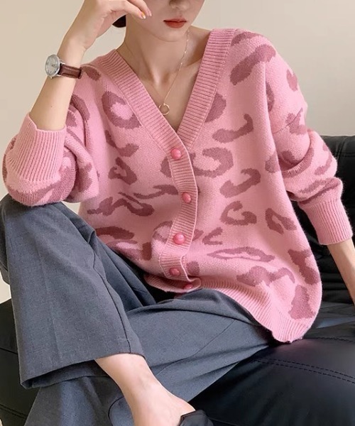 セール】ヒョウ柄 カーディガン（カーディガン/ボレロ）｜GEMEDA