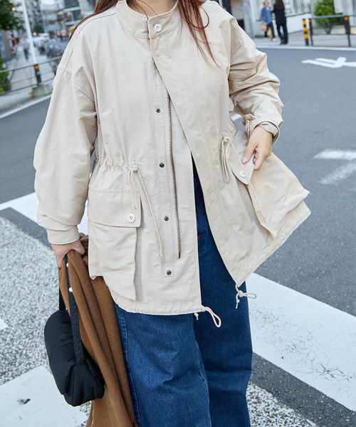 ARMY TWILL（アーミーツイル）の「【別注】【ARMY TWILL/アーミーツイル】2WAY Cotton Nylon Stand Coat（ミリタリージャケット・レディース・アイボリー/カーキ/ブラック・FREE）」の17枚目の写真