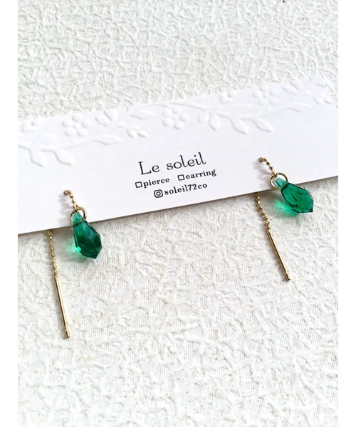 tone（トーン）の「【Le soleil】小ぶり　スワロフスキーアメリカンピアス(MA)（ピアス（両耳用）・レディース・ブルー/グリーン/ブラック・FREE）」の2枚目の写真