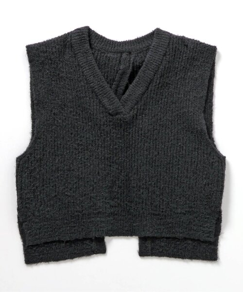 apres les cours(アプレレクール)の「後ろリボンショートニットベスト(ベスト・キッズ・チャコール/アイボリー・100/120/140)」の2枚目の写真