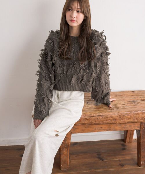 RETRO GIRL(レトロガール)の「ダメージ裏毛SK(スカート・レディース・ホワイト系その他/ダークグリーン/チャコールグレー・FREE)」の22枚目の写真