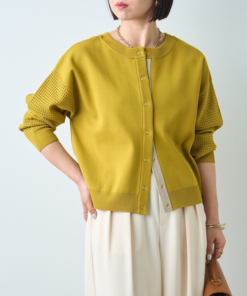 Jena espace merveilleux(ジェナ エスパスメルヴェイユ)の「ビハイ袖メッシュ2WAYカーディガン(カーディガン/ボレロ・レディース・ブラック/グレー/イエロー・FREE)」の1枚目の写真