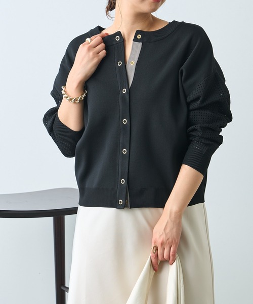 Jena espace merveilleux(ジェナ エスパスメルヴェイユ)の「ビハイ袖メッシュ2WAYカーディガン(カーディガン/ボレロ・レディース・ブラック/グレー/イエロー・FREE)」の2枚目の写真