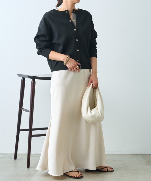 Jena espace merveilleux(ジェナ エスパスメルヴェイユ)の「ビハイ袖メッシュ2WAYカーディガン(カーディガン/ボレロ・レディース・ブラック/グレー/イエロー・FREE)」の4枚目の写真