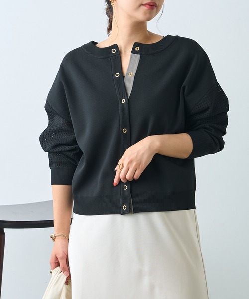 Jena espace merveilleux(ジェナ エスパスメルヴェイユ)の「ビハイ袖メッシュ2WAYカーディガン(カーディガン/ボレロ・レディース・ブラック/グレー/イエロー・FREE)」の8枚目の写真