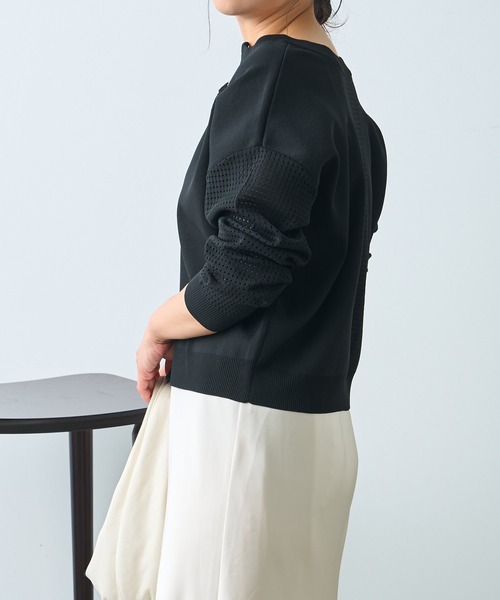 Jena espace merveilleux(ジェナ エスパスメルヴェイユ)の「ビハイ袖メッシュ2WAYカーディガン(カーディガン/ボレロ・レディース・ブラック/グレー/イエロー・FREE)」の10枚目の写真