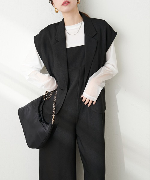 natural couture（ナチュラルクチュール）の「袖チュール切替カットプルオーバー（Tシャツ/カットソー・レディース・ミント/ピンク/サックスブルー/ブラック/オフホワイト・FREE）」の9枚目の写真