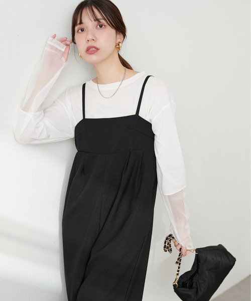 natural couture（ナチュラルクチュール）の「袖チュール切替カットプルオーバー（Tシャツ/カットソー・レディース・ミント/ピンク/サックスブルー/ブラック/オフホワイト・FREE）」の7枚目の写真