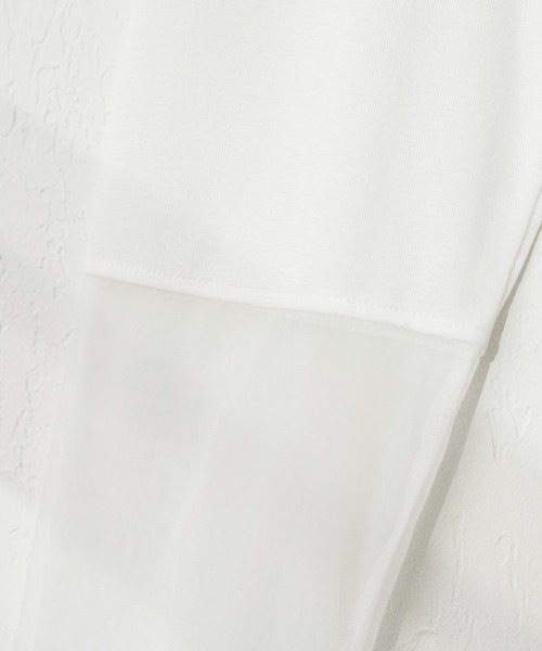 natural couture（ナチュラルクチュール）の「袖チュール切替カットプルオーバー（Tシャツ/カットソー・レディース・ミント/ピンク/サックスブルー/ブラック/オフホワイト・FREE）」の11枚目の写真