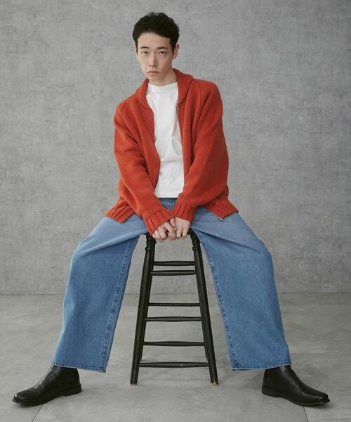 THE STANDARD（ザスタンダード）の「THE STANDARD/カウチンニットカーディガン（カーディガン/ボレロ・メンズ・ブラック/オレンジ・MEDIUM/LARGE）」の7枚目の写真